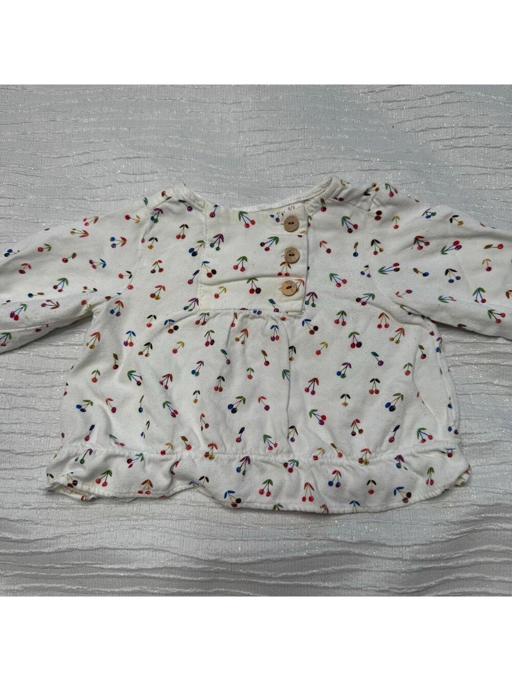 Zara cherry long sleeve shirt w buttons